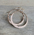 Hammered 14K Rose Gold Filled Hoop Earrings, Artisan French Wires