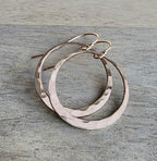 Hammered 14K Rose Gold Filled Hoop Earrings, Artisan French Wires