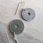 French Washer Coin Earrings, .925 Sterling Silver Ear Wires, 5 Cents, Handcrafted USA, E. Ria Designs, Gift Box