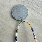 Genuine Italian Coin Necklace, Old Italy 2 Lira, Mixed Color Seed Bead Necklace, Made in USA, E. Ria Designs