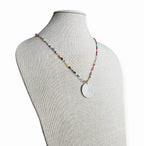 Genuine Italian Coin Necklace, Old Italy 2 Lira, Mixed Color Seed Bead Necklace, Made in USA, E. Ria Designs