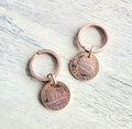 Lucky Penny Keyring, Copper Split Ring, 2009 U.S. Copper Penny Abraham Lincoln, Log Cabin, Illinois State Capitol