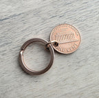 Lucky Penny Keyring, Copper Split Ring, 1976 U.S. Copper Penny Abraham Lincoln, United States Bicentennial Commemorative Coin