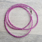 Raspberry Glass Beaded Long Necklace, .925 Sterling Silver Lobster Claw Clasp, Handmade in USA by E. Ria Designs, Gift Boxed