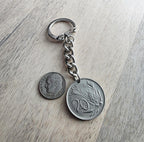 1980 South Africa Coin Keychain, 20 Cent, Birthday Gift, Gift Boxed, Handcrafted in USA by E. Ria Designs