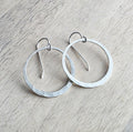 Hammered Sterling Silver Artisan Earrings, 1" Diameter, Made in USA by E. Ria Designs