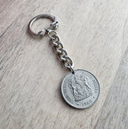 1980 South Africa Coin Keychain, 20 Cent, Birthday Gift, Gift Boxed, Handcrafted in USA by E. Ria Designs