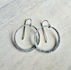 Hammered Sterling Silver Artisan Earrings, 1" Diameter, Made in USA by E. Ria Designs