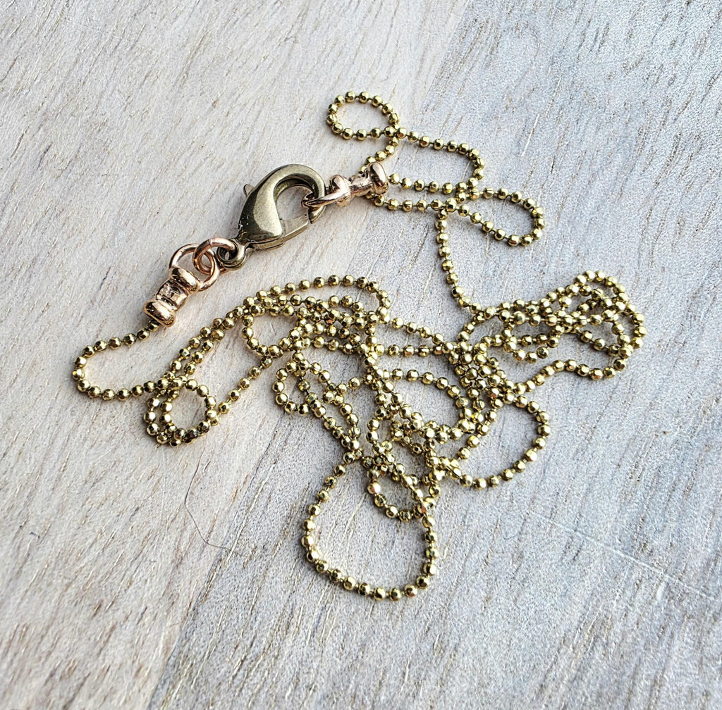 Handmade Solid Brass Diamond Cut 1 mm Ball Chain Necklace, Lobster Claw Clasp, E. Ria Designs
