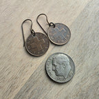 Swiss Cross Coin Earrings, Vintage Switzerland (Helvetia) Coins, Solid US Made Brass French Ear Wires, Handcrafted by E. Ria Designs