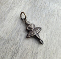Antiqued Brass 3D Ballerina Dancer Charm, Pendant, Made in USA, Add to Chain for Bracelet, Necklace