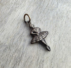 Antiqued Brass 3D Ballerina Dancer Charm, Pendant, Made in USA, Add to Chain for Bracelet, Necklace
