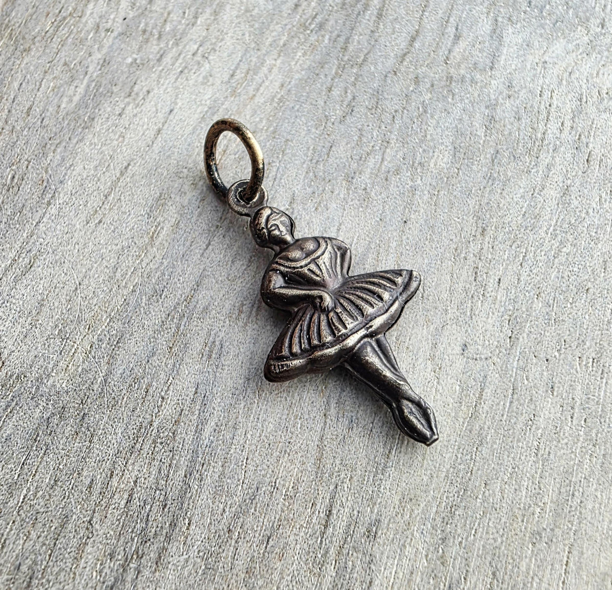 Antiqued Brass 3D Ballerina Dancer Charm, Pendant, Made in USA, Add to Chain for Bracelet, Necklace