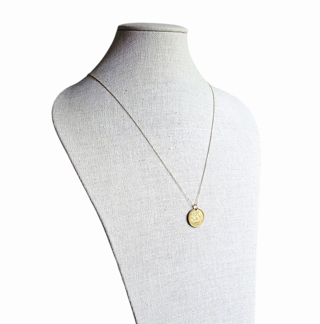 1975 San Marino 20 Lire Coin Necklace, Bird Feeding Babies in Nest, Diamond Cut Brass Ball Chain, Made in USA, Gift Boxed