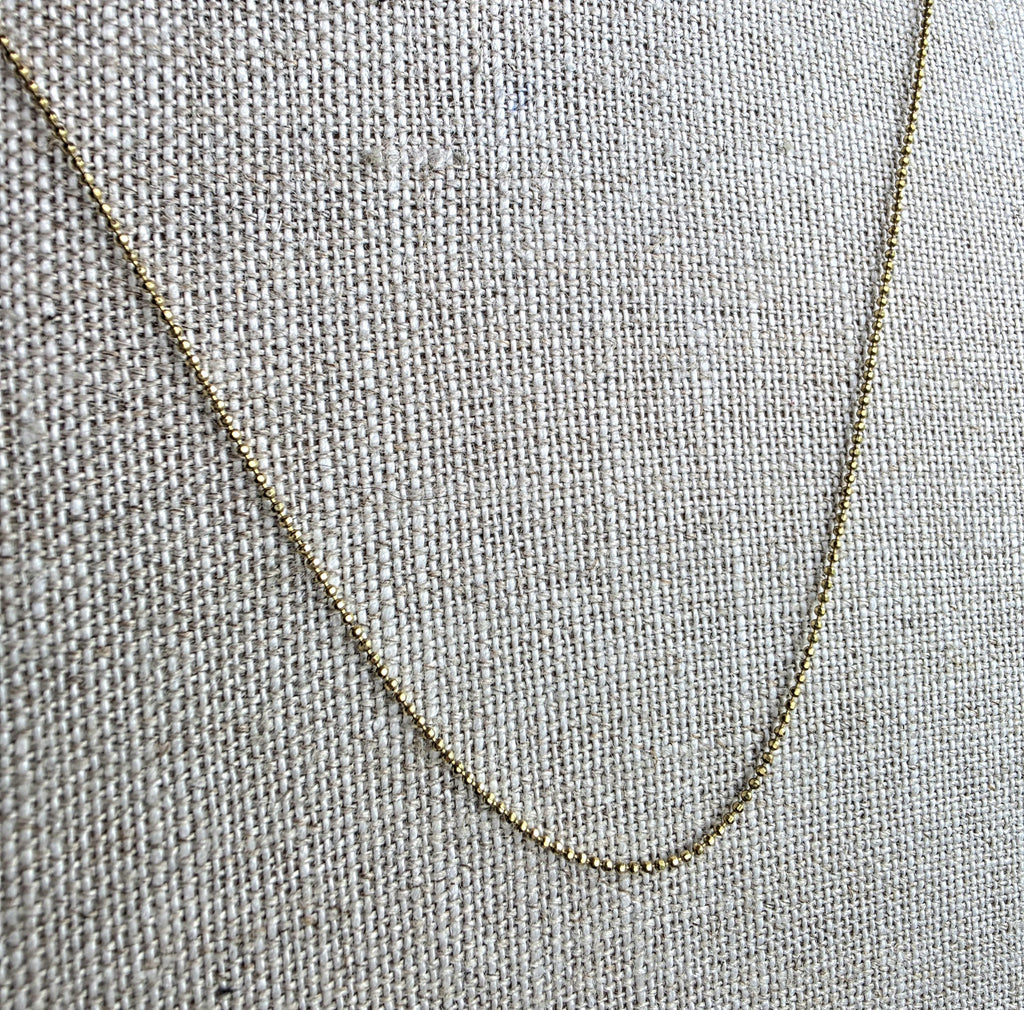 Handmade Solid Brass Diamond Cut 1 mm Ball Chain Necklace, Lobster Claw Clasp, E. Ria Designs