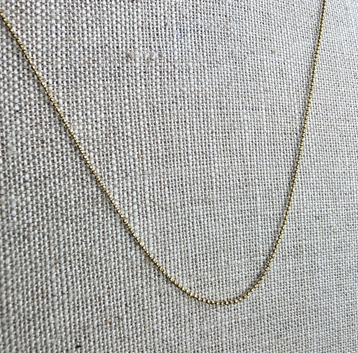 Handmade Solid Brass Diamond Cut 1 mm Ball Chain Necklace, Lobster Claw Clasp, E. Ria Designs