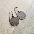Swiss Cross Coin Earrings, Vintage Switzerland (Helvetia) Coins, Solid US Made Brass French Ear Wires, Handcrafted by E. Ria Designs