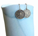 Antique Italy 5 Centesimi, Old Coin Earrings, Solid Brass Ear Wires, Wheat Sheaf, Handmade Jewelry Made in USA by E. Ria Designs, Gift Boxed