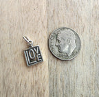 925 Sterling Silver Love Charm, Reversible, Square, Pendant