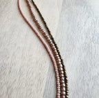 Triple Strand Glass Bead Bracelet, Bronze, Brown, Nude Seed Bead Hand Beaded, 14K Gold Fill Lobster Clasp, E. Ria Designs, Made in USA