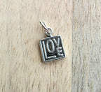 925 Sterling Silver Love Charm, Reversible, Square, Pendant