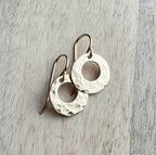 Hammered Gold Earrings Handmade with 14K Gold Filled Ear Wires Made in USA Gift Boxed E. Ria Designs