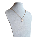 1966 Norge Norway Moose Coin Necklace, 5 Ore, Frosted Light Brown Glass Seed Bead Chain, Brass Lobster Claw Clasp, Made in USA