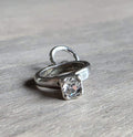 Sterling Silver Fake Diamond Solitaire Ring, Engagement Jewelry, 925 Silver, Add to Charm Bracelet or Necklace Chain