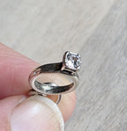Sterling Silver Fake Diamond Solitaire Ring, Engagement Jewelry, 925 Silver, Add to Charm Bracelet or Necklace Chain