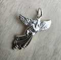 Sterling Silver Detailed Angel With Wings Jewelry, 925 Silver, Add to Charm Bracelet or Necklace Chain