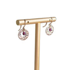 Hammered Gold Earrings Handmade with Genuine Garnet Beads, 14K Gold Filled Ear Wires Made in USA Gift Boxed E. Ria Designs