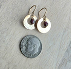 Hammered Gold Earrings Handmade with Genuine Garnet Beads, 14K Gold Filled Ear Wires Made in USA Gift Boxed E. Ria Designs