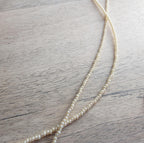 Long Neutral Hand Beaded Ivory Pearl Seed Bead Necklace, Layering Necklace, Made in USA, E. Ria Designs