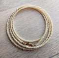 Long Neutral Hand Beaded Ivory Pearl Seed Bead Necklace, Layering Necklace, Made in USA, E. Ria Designs