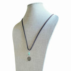 Vintage 1936 Buffalo Nickel Leather Necklace, Amazonite Nugget Gemstone Beads, Bison Charm, Coin Jewelry, Handmade E. Ria Designs