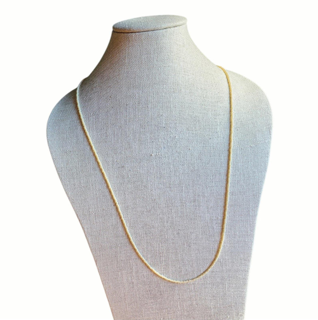 Long Neutral Hand Beaded Ivory Pearl Seed Bead Necklace, Layering Necklace, Made in USA, E. Ria Designs