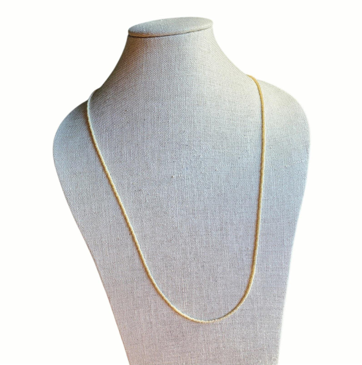 Long Neutral Hand Beaded Ivory Pearl Seed Bead Necklace, Layering Necklace, Made in USA, E. Ria Designs
