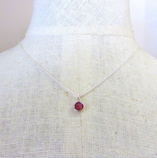 Silver Birthstone Charm Necklace, Birth Month Jewelry, Birthday Gift Necklace