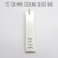 CUSTOM LISTING for Ami - Silver Bar Charm | Personalized Long 1.5" (38 mm) Pendant | Custom Hand Stamped Name, Family, Word Charm