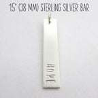 CUSTOM LISTING for Ami - Silver Bar Charm | Personalized Long 1.5" (38 mm) Pendant | Custom Hand Stamped Name, Family, Word Charm