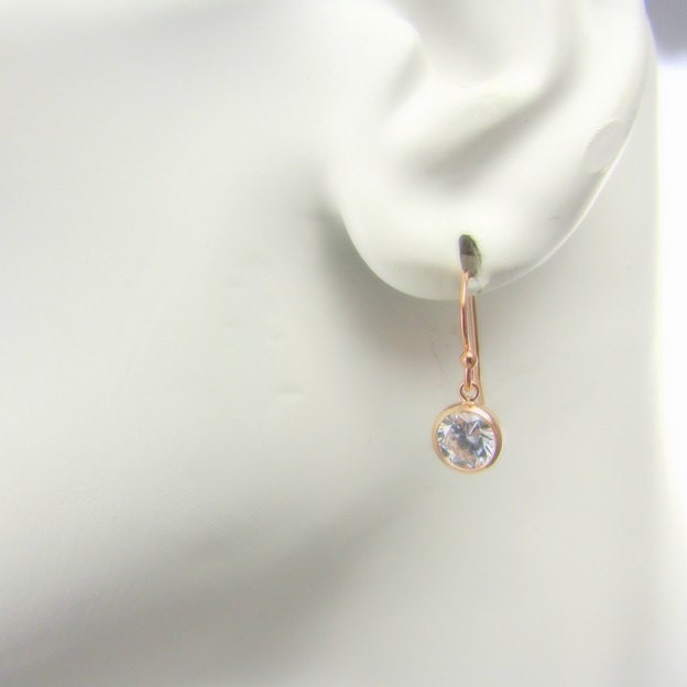 14K Gold Filled CZ Earrings | Bezel Set Cubic Zirconia | Simple Bridal Jewelry | Bridesmaids Earrings | Formal Jewelry | Eriadesigns