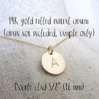Gold Initial Charm | Letter Charm in Gold Filled | Monogram 14K GF Round Pendant