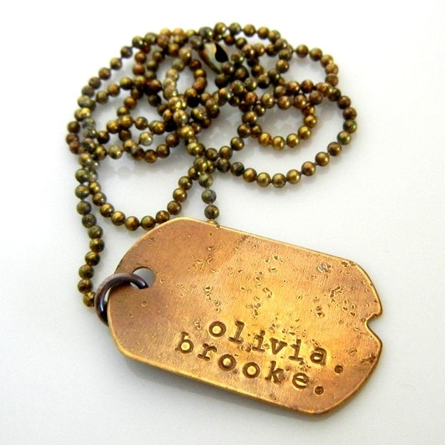 Custom Men's Jewelry | Personalized Dog Tag Necklace | Rustic Dog Tags | Military Style Dogtag Charms | Vintage Finish