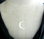 Moon Necklace | Crescent Moon Necklace | Sterling Silver Hammered Charm by E. Ria Designs
