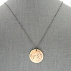Leo Constellation Necklace, Zodiac Sign Charm, Bronze, Brass, Hand Stamped, Rugged Brushed Pendant