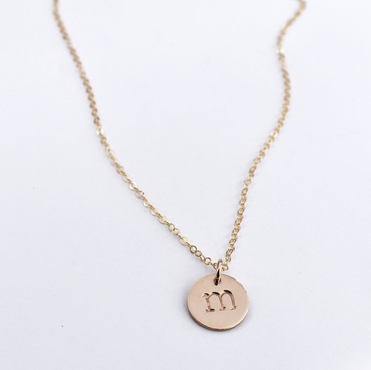 Hand Stamped Lowercase Typewriter Letter Charm, 14K Gold Filled, Made in USA